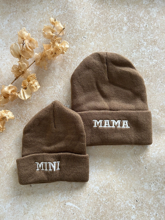 Mama & Mini beanies (brown)