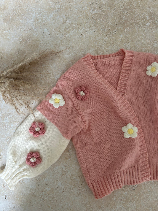 Knitted flower cardigan