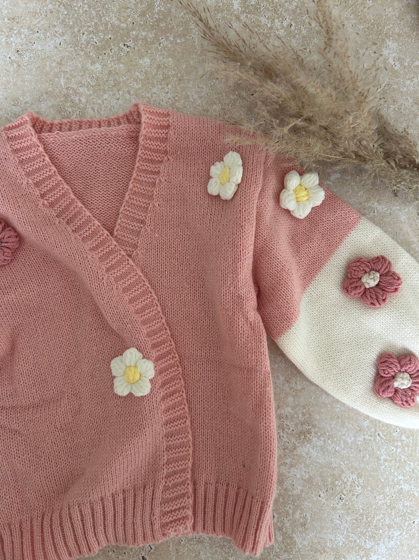 Knitted flower cardigan