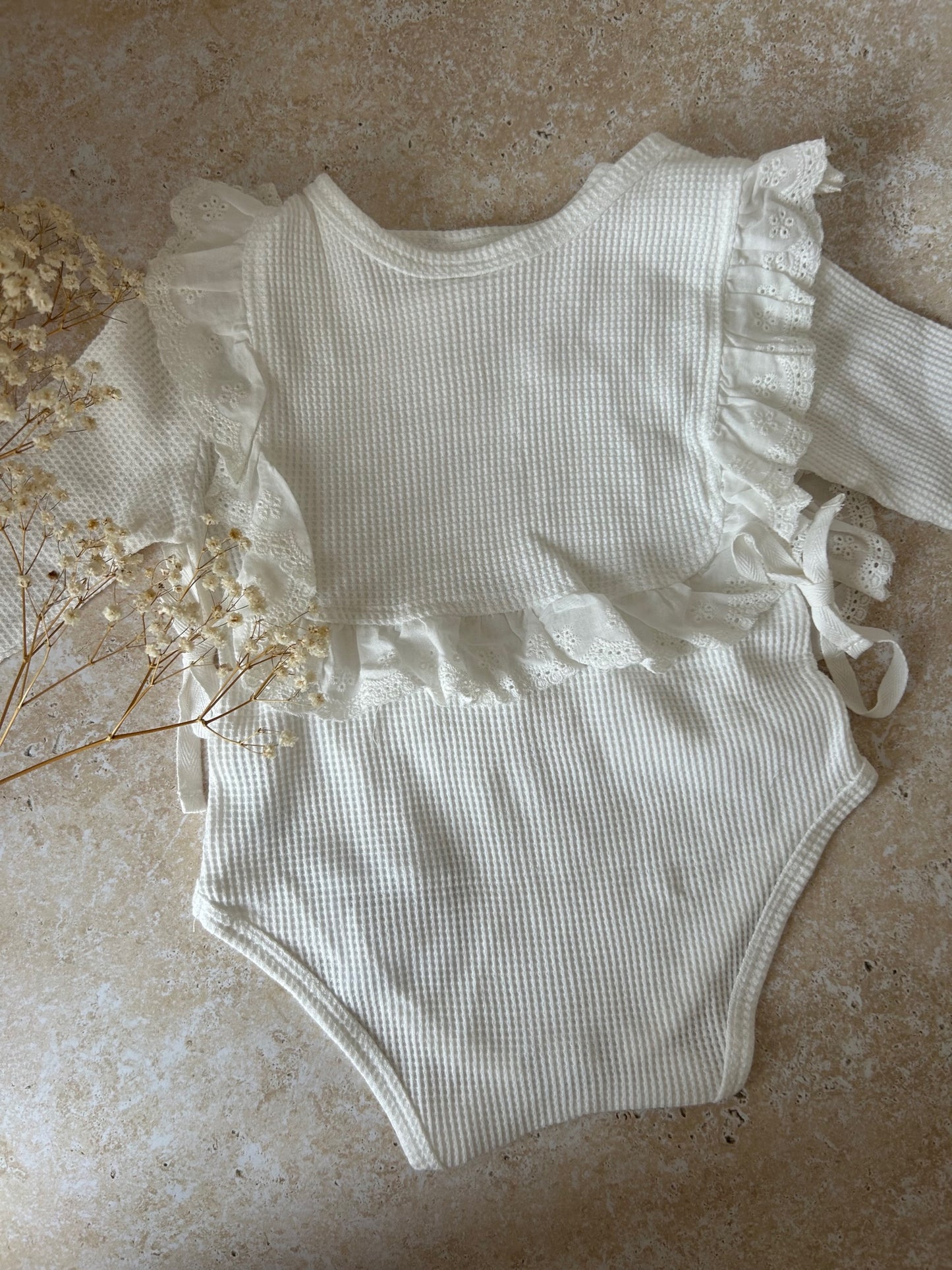 Girls Lace Trim Removable Romper