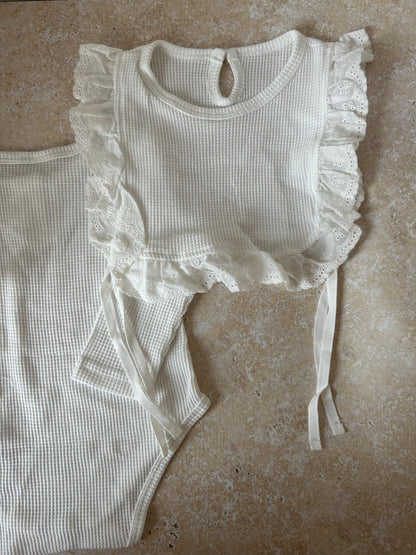 Girls Lace Trim Removable Romper